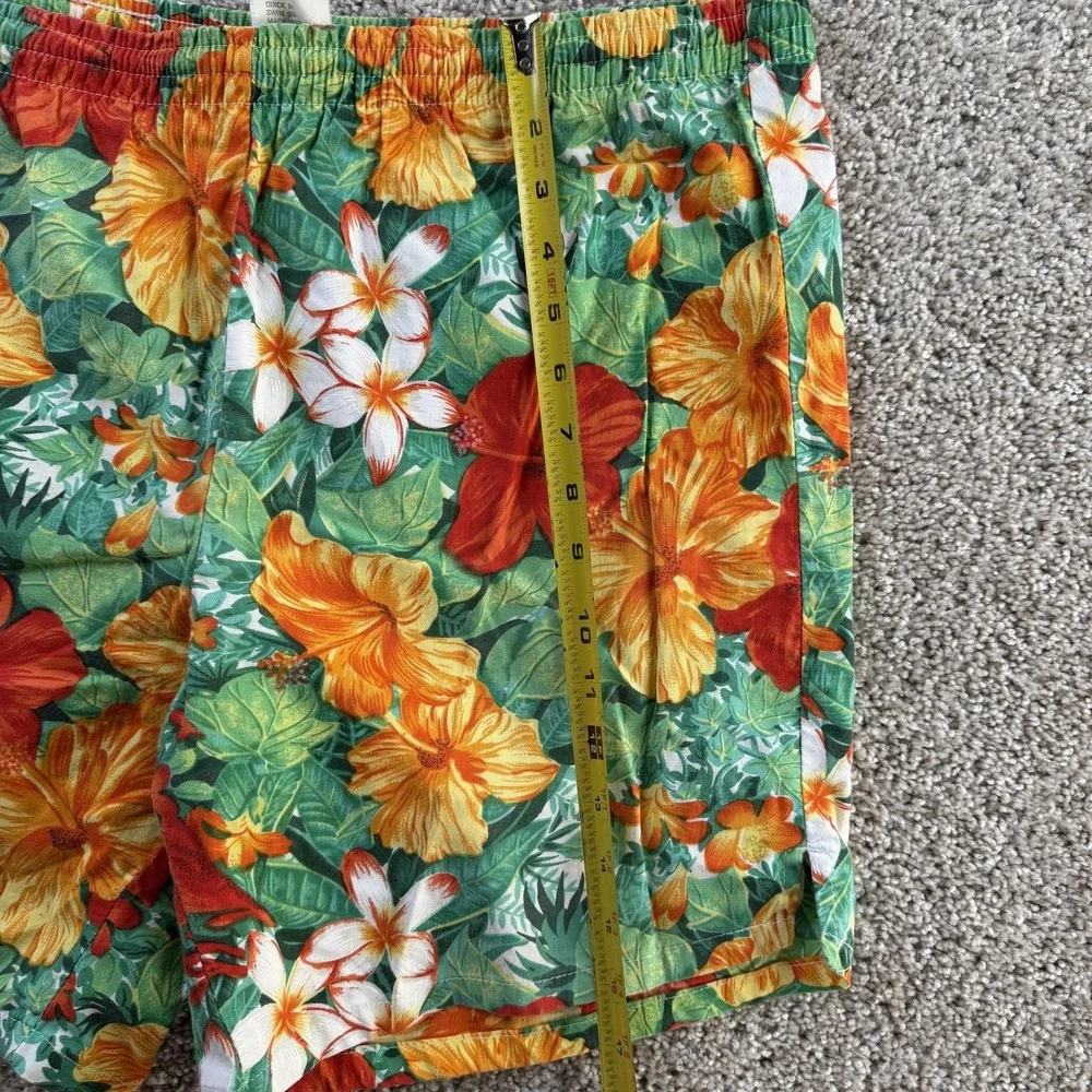 Vintage Hawaiian Shorts Mens Large Tropical Floral Cotton 7 Inseam Summer